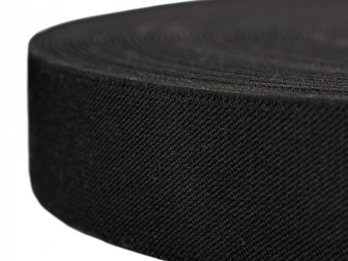 wels bla 1.1.2 black suspender elastic polyester webbing close up