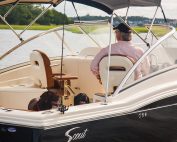 bimini black Sunbrella Supreme power boat