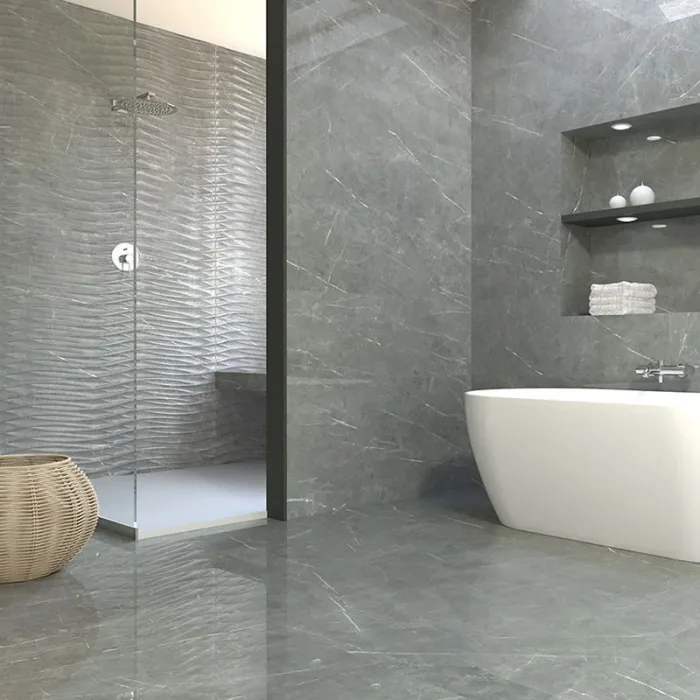 roma grey marble effect wave wall tile 1